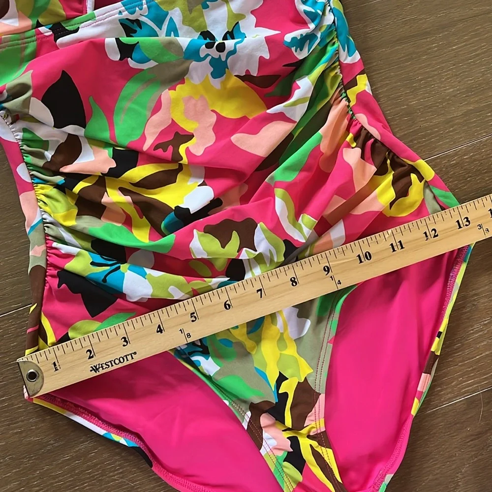 NWT Anne Cole Floral Sweetheart Ruched One Piece Swimsuit size 6